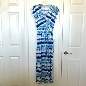 XS Maxi Dress Blue and White Summer Dress Veronica M